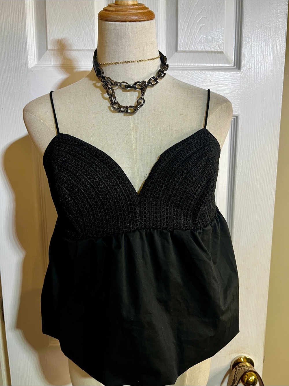 New Madden Girl Wms Crop Crochet Bubble Boho Festival Beach Tank Top Black M